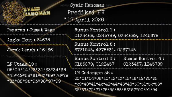 --- Syair Hanoman -- - Prediksi HK